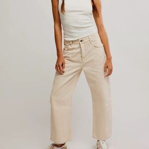 Free‎ People We The Free Deep Trance Dropped Boyfriend Jeans Creme Size 28 Nwt
